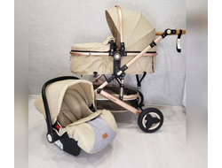 Детская коляска 3 в 1 Luxmom 530w Бежевый