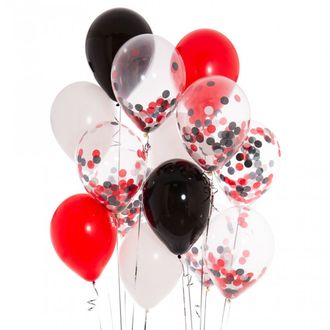 Связка из 15 шаров (чёрные, красные, белые)