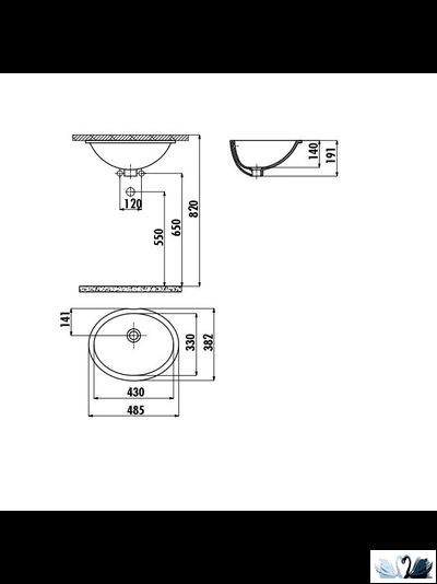 Раковина Creavit TP211 33 х 43 см, врезная снизу, TP211-00CB00E-0000