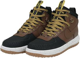 Nike Lunar Force 1 Duckboot Black Deep Wood с мехом