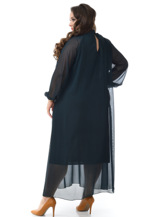 Платье нарядное с воротником стойка ЛТ 210210 -изумрудный
