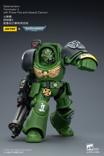 Терминатор Саламандр (Warhammer 40K) - КОЛЛЕКЦИОННАЯ ФИГУРКА 1/18 Salamanders Terminator with with Power Fist and Assault Cannon (JT03233) - JOYTOY