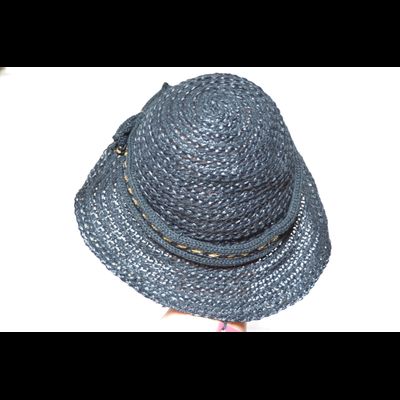 Черная женская шляпа летняя Vizio Италия 5706 F1 с золотым ободком