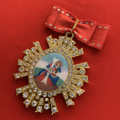 Орден Святой Екатерины 1-й степени со стразами и бантом из муаровой ленты. Полноразмерная копия LUX! Лот № 52.