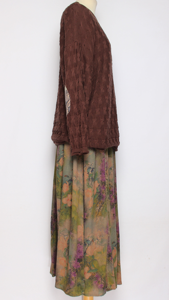 Джемпер ХЛОПОК КОСИЧКА "НАШИВКИ" L-859  синий, шоколад до р.54