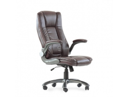 Кресло Barneo K-24 для руководителя коричневая кожа, газлифт 3кл, PU-R57