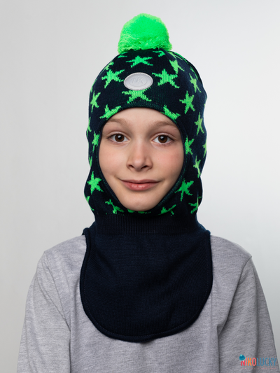 Шапка-шлем 20202-08, цвет темно-синий, салатовый, р. 48-50