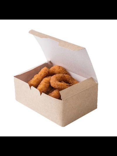 Коробка для фаст-фуда/наггетсов/куриных крыльев L (крафт/белая)