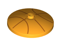 Dish 4 x 4 Inverted Radar with Solid Stud with Orange Basketball Lines Pattern, Bright Light Orange (3960pb060 / 6227121)