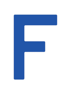 Регистрационная буква "F" из самоклеящейся ткани Bainbridge SL300BUF 300 мм синяя, 2 штуки