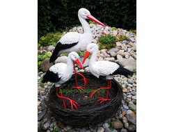 Аисты в гнезде семья (Аист-70см, Аист-72см, Аист-80см) Аист - является символом новой жизни. Согласно русским народным поверьям, аист - птица, приносящая счастье в Ваш дом. Также аист покровительствует рождению детей.