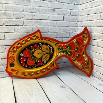 Икорница Рыба 250*120 с хохломской росписью