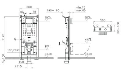Vitra V12 система инсталляции для унитазов 3/6 л, глубина установки 12 см, 762-5800-01