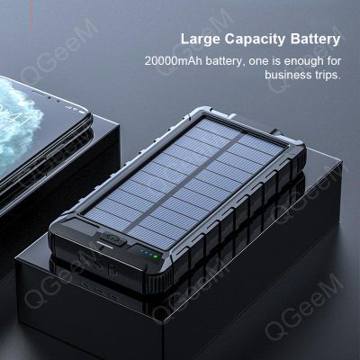 Power Bank 20000 мАч с солнечной панелью зарядки QGeeM