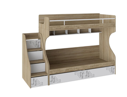 Детская Оксфорд - Кровать 2-х ярусная с лестницей приставной с ящиками «Оксфорд»