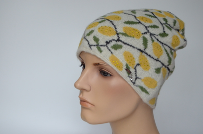 Вязаная женская шапка лимоны Vizio Италия 1027 CY белая