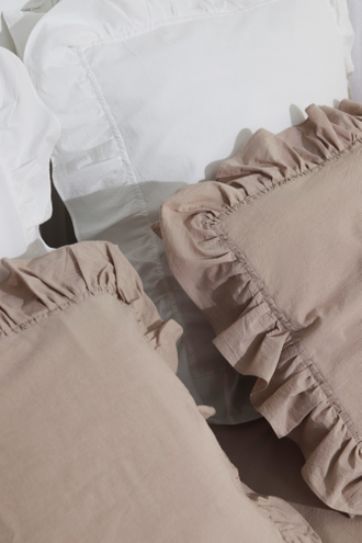 Постельный комплект с оборками "бежевый" (хлопок 100%)