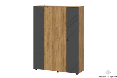 Байкал Шкаф четырехстворчатый SAFE Дуб Золотой/Графит
