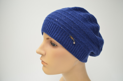 Кашемировый берет синий