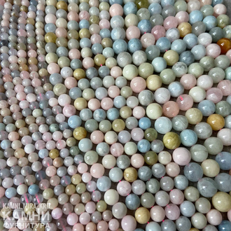 Бериллы микс, шары 6,1-6,5/8-8,5/9,9-10,2 мм, цена за нить 19 см