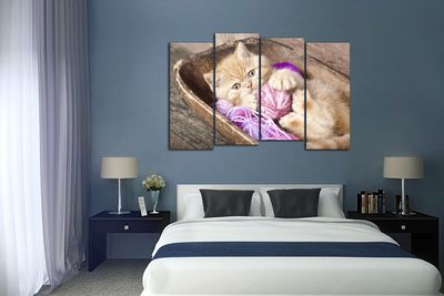 Модульная картина "Котенок с клубочком"