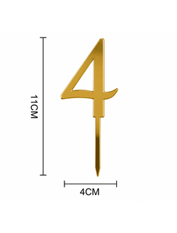 Топпер-цифра "4" (золото), 11*4см