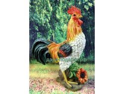 Петух с цветком 43*36см  2,6кг  полистоун Россия 2378/012561