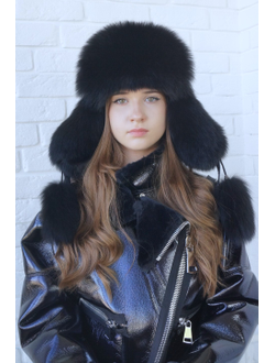 Ушанка "Полярная звезда" цвет черный + черный