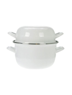 Кастрюля для мидий белая 0,9 л, h 13,5cm d 12cm