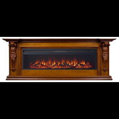 Линейный электрокамин Sparta орех с очагом Vision 60 LOG LED