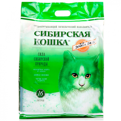 Сибирская кошка силикагелевый наполнитель Elit зеленый 16 л