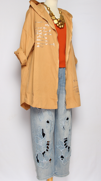 Ветровка  "ТЕКСТ"горчица до р.54