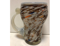 576-3/ Кружка мультиколор, гутное стекло, Львовский завод, высота 19см