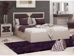 ЛДСП Кровать НИКОЛЬ 1,6 Ясень Шимо-Лиственница темная