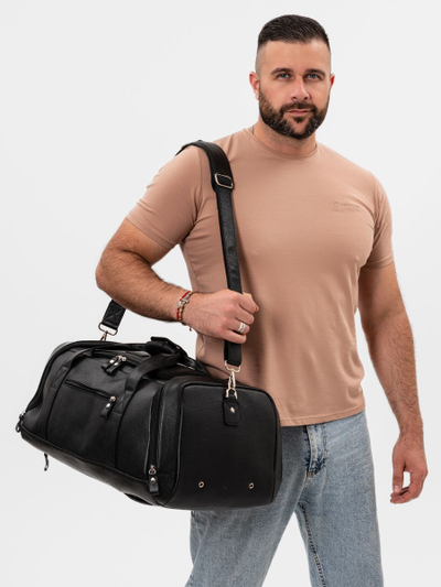 Кожаная дорожная сумка / рюкзак Napoli black 
(арт. 4034-01)