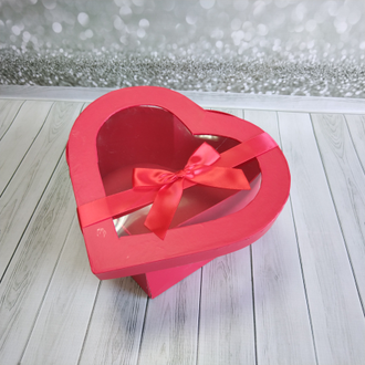БРАК Коробка "Сердце с прозрачной крышкой и бантом" 25,8*24,5*12см Красный (см. фото)