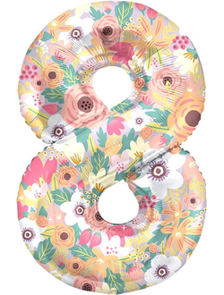 Шар 34"/86 см Цифра 8, Цветы
