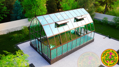 Теплицы из стекла и алюминия “Леонардо”  от производителя теплиц Красивые теплицы