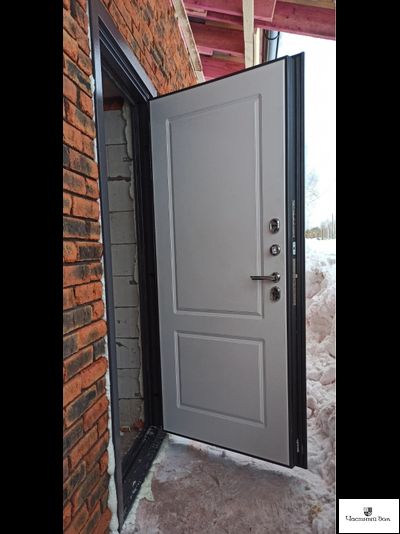 Дверь с терморазрывом Нео классика Букле графит/Белая эмаль