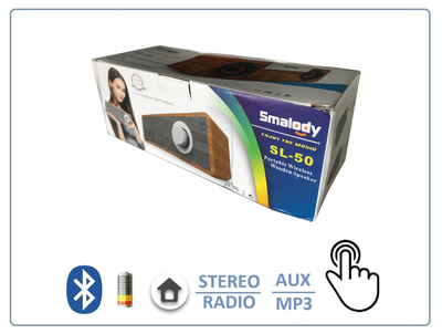 SMALODY SL-50S Bluetooth колонка СТЕРЕО, радио FM, с аккумулятором для использования в помещении