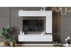 Композиция Гостиной Глосс 3Я Белый глянец/Стекло Белый глянец