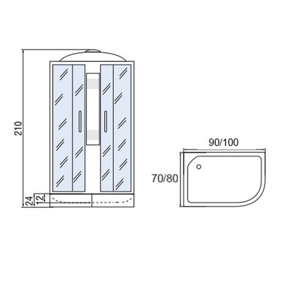 Душевая кабина Мономах 100/80/24 МЗ R размеры