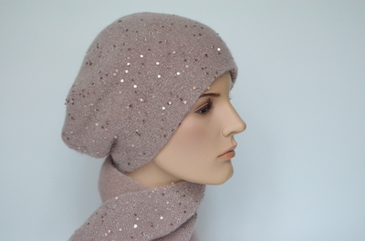 Итальянский берет и шарф вязаный комплект Вицио