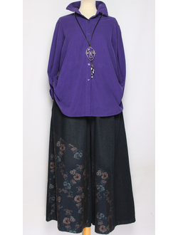 Рубашка вельветовая "Укороченная защип сзади" сиреневая р.46-54