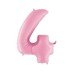 Воздушный шар фольгированный "ЦИФРА 4. Розовый" 102 см.