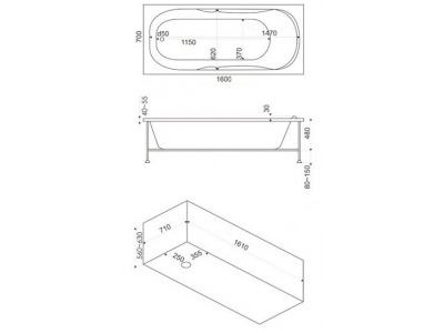 Акриловая Ванна BAS РИО 160х70 стандарт, с ножками