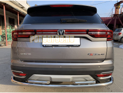 Защита заднего бампера угловая большая двойная d60/42 для Changan CS35 Plus (2019-...)