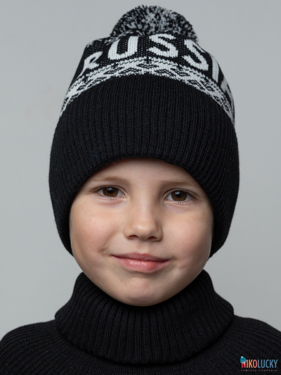 Шапка 20202-01 подклад 100% полиэстер, черный,белый 56