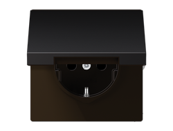 Розетка с заземлением 16А 250V с крышкой, dark - LS - Jung AL1520KLD