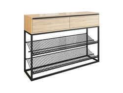 Обувница Крафт 2 Черный муар/Дуб Сонома